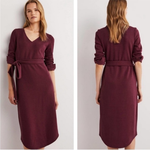 Boden Column Jersey Midi Dress in Mulled Wine 4 - Picture 1 of 8